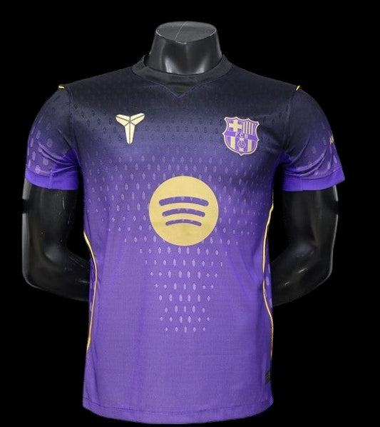 Maillot de football My Store 4 homme violet dégradé, col V, logo Spotify, blason club, symbole Kobe Bryant, logo HCR.