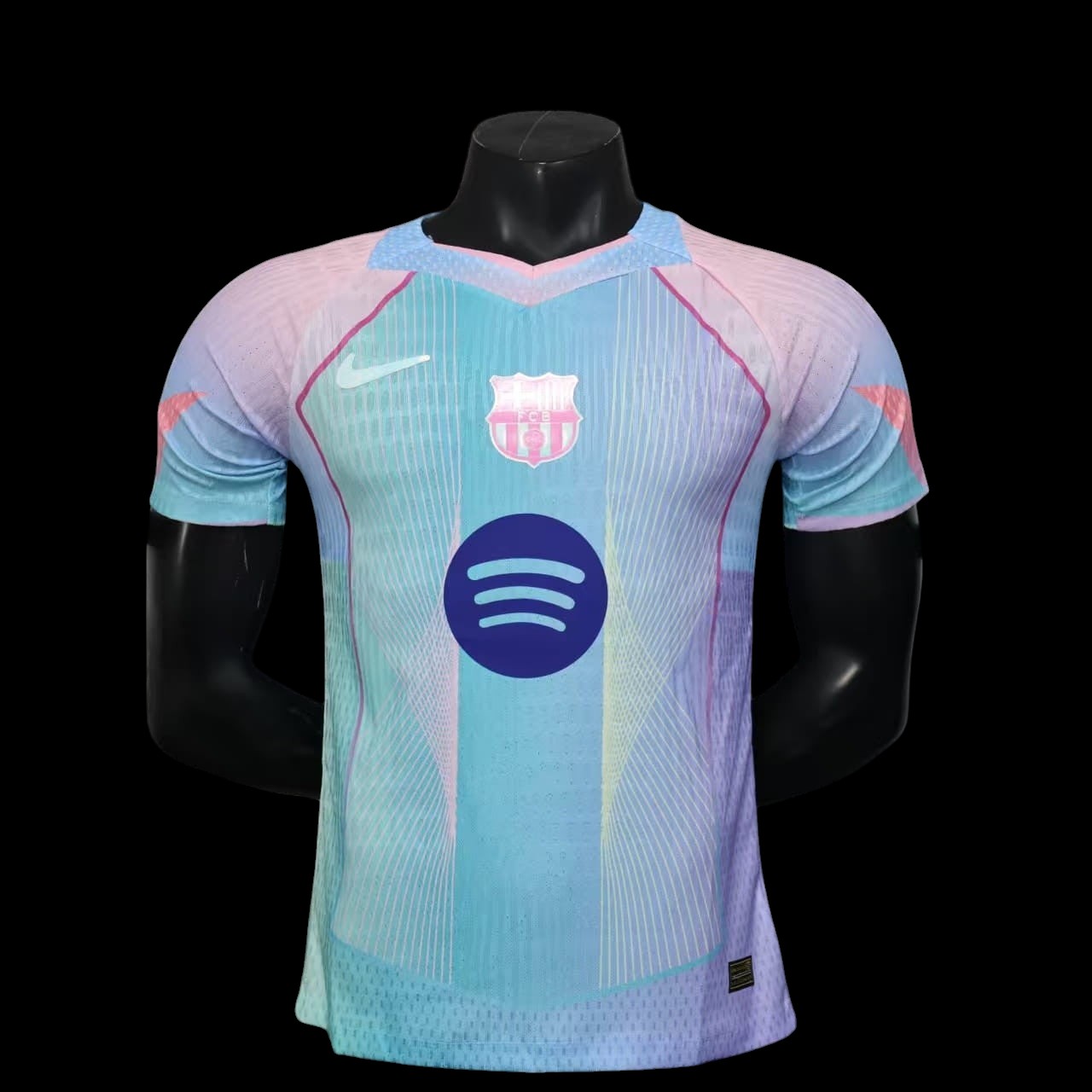 Maillot de football My Store pour homme, dégradé bleu ciel, rose pastel et violet, col en V, manches courtes, motifs graphiques.