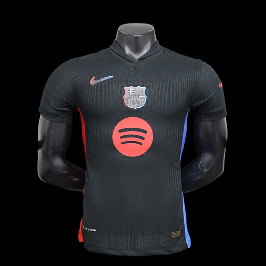 Maillot de football homme noir My Store, avec logos équipe et sponsor, accents rouges et bleus, col polo.