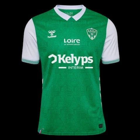 Maillot de football vert et blanc pour homme ASSE, avec logo, sponsors et tissu respirant. My Store