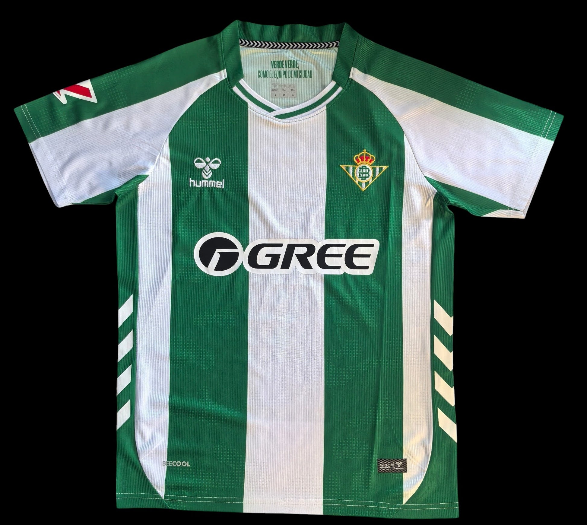 Maillot de football My Store homme vert et blanc à rayures, col rond, tissu respirant, idéal pour le sport.